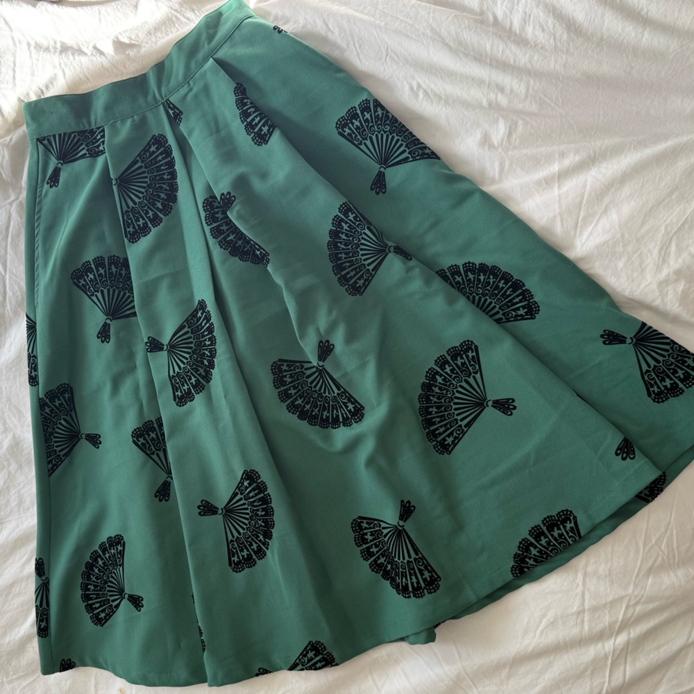 Tatyana Teal Skirt with Black Velvet Details
